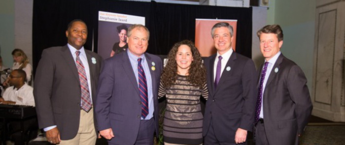 Stephanie Izard, Taste of Accion 2014 Keynote Speaker & Bravo’s Top Chef winner, with the Burling Bank lending team.