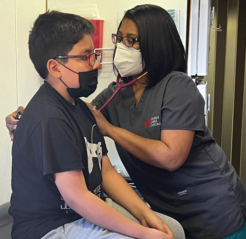 Mobile Care Chicago provider delivering Asthma care in schools. 